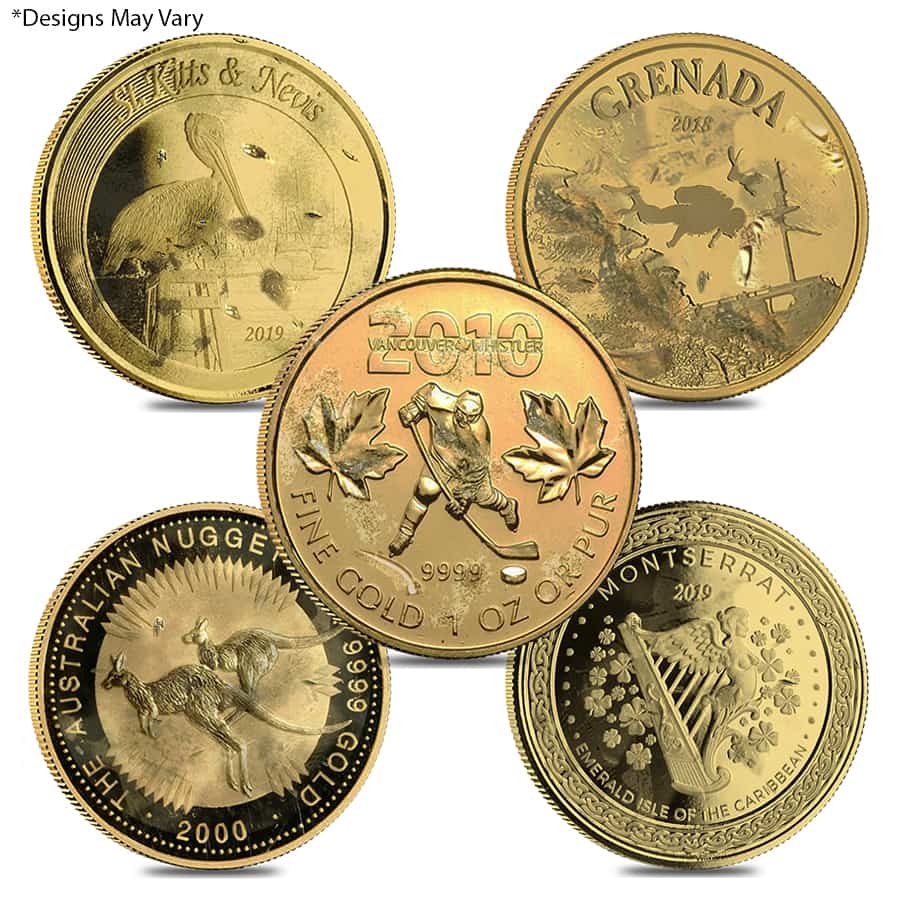 1 oz Gold Coin Random Mint .999+ Fine (Scruffy)